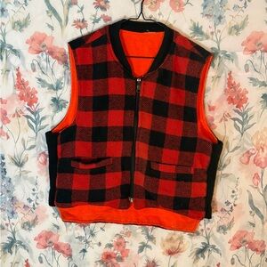 Vintage Reversible Red and Black Checkered Vest